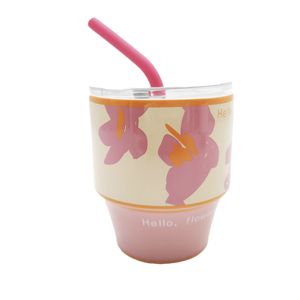 12oz Floral Pattern <b>Double</b> <b>Wall</b> Vacuum Insulated Stainless Steel Coffee Tumbler with Straw Lid - Product Image 1