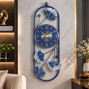 Horloge murale de luxe, horloge artistique florale dorée, cadre brun, accent jaune moutarde, décoration d'intérieur, horloge par Falah International - Product Image 6