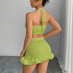 Nuevo conjunto de bikini de maternidad de 2 piezas de punto hueco sexy para verano con detalle en la cintura, ecológico para mujer - Product Image 3