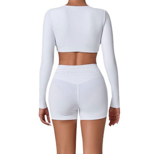 Top de Yoga para Mujer de Primera Calidad, Manga Larga, Ligero, Transpirable, Spandex/Nylon, Logotipo Frontal Personalizable, Precio Económico - Product Image 1