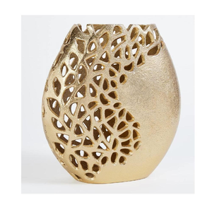 Modern Luxury Aluminum & Brass Casted Gold Handmade <b>Tall</b> Tabletop Vase for Home Restaurant Hotel - Product Image 3
