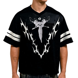 Camiseta de Fútbol Americano Personalizada con Serigrafía, Cuello en V, Malla, Estilo Urbano, Gráficos Góticos, Fabricante OEM Personalizado al por Mayor - Product Image 1