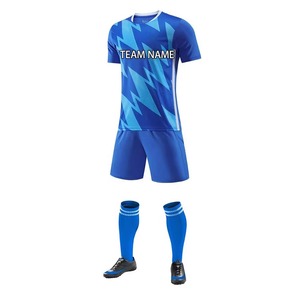 Men Soccer Jersey Blue Geometric Print Sublimated Moisture Wicking Short Sleeve Crew Neck <b>Athletic</b> Fit Adults All Seasons - Product Image 1