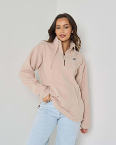 Sweat à capuche demi-zip en polaire sherpa personnalisé pour femme, vêtements d'hiver OEM sous marque privée, sweats à capuche pour femme - Product Image 1