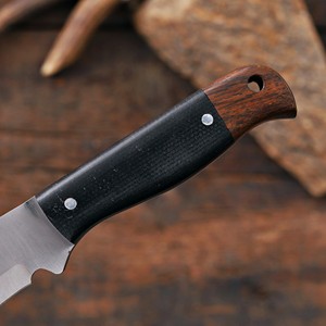 Cuchillo de Caza y Camping de Hoja Fija de Acero Inoxidable con Punta Caída y Mango de Micarta, Precio de Fábrica - Product Image 4