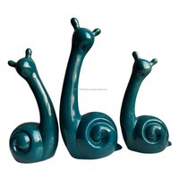 Ensemble de 2 figurines d'escargots en céramique écologiques faites à la main, finition brillante, décoration artistique indienne, style rustique, ferme, moderne et minimaliste