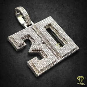 Collier pendentif numéro 30 de luxe serti de pierres, bijoux hip-hop personnalisés, pendentif bling en moissanite et strass, personnalisable - Product Image 4