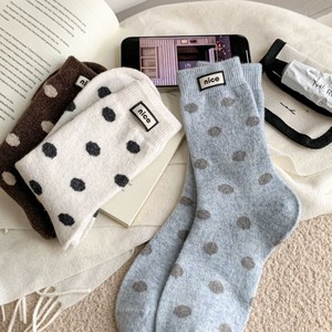 Calzini da <span class=keywords><strong>Donna</strong></span> di Alta Qualità in Cinque Colori a Pois, Caldi Calzini in <span class=keywords><strong>Lana</strong></span> a Metà Polpaccio - Product Image 2