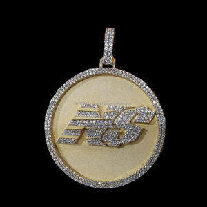 Premium Custom Business Logo Pendant Necklace in 925 Sterling Silver with Iced Out Diamond Look Design - Product Image 1