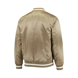 Chaqueta Bomber Dorada Satinada para Hombre, Corte Regular, Cuello Camisero, Ropa Exterior Informal de Otoño, Color Sólido, Exterior de Poliéster - Product Image 2
