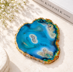 AK Brass Modern <b>Agate</b> <b>Coaster</b> In Multi Color Handcrafted Marble <b>Agate</b> Design For Tableware / Kitchenware Ornaments - Product Image 2