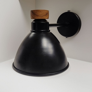 Industrial black wall lamp Nordic metal wall <b>sconce</b> vintage bedside wall <b>light</b> modern loft wall fixture wooden accent wall lamp - Product Image 1