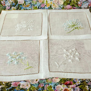 Servilletas de Cóctel de Lino con Diseño de Paniculata, 100% Lino Natural Reutilizable, Diseño Floral Delicado para Bar, Fiesta - Product Image 5