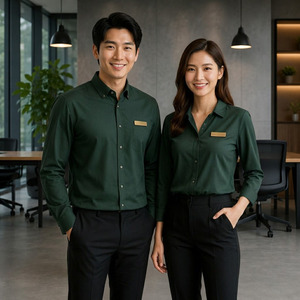 ชุดยูนิฟอร์มสีเขียวสำหรับมืออาชีพ ทั้งชายและหญิง ผลิตจากวัสดุโพลีเอสเตอร์ที่ระบายอากาศได้ดี พร้อมดีไซน์คลาสสิก - Product Image 6