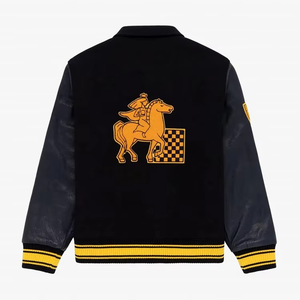 แจ็คเก็ตวาร์ซิตี้ยอดนิยมจากปากีสถาน ตกแต่งด้วยโลโก้ปัก แขนเสื้อแบบริบ สไตล์สตรีทสำหรับฤดูใบไม้ผลิ แจ็คเก็ตเลตเตอร์แมนสำหรับฤดูหนาว - Product Image 5