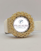 Luxuriöse Diamant-Uhr mit Dornen-Lünette, Edelstahl-Gummiarmband, Quarz-Herrenuhr
