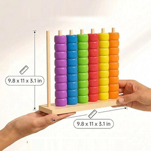 Wooden Counting Abacus Toy With Colorful Stacking <b>Rings</b> Educational Math Learning Puzzle For <b>Kids</b> Early Skill Development - Product Image 2
