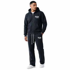 Conjunto de Sudadera con Capucha y Pantalones Deportivos Unisex con Logotipo Personalizado, Forro Polar Grueso, 2 Piezas, Impresión Digital Informal, Secado Rápido, Servicio OEM - Product Image 3