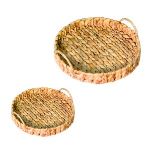 Handcrafted WATER HYACINTH <b>TRAY</b> FRUIT STORAGE BASKET with Handles Eco-Friendly Home Decor - Product Image 1