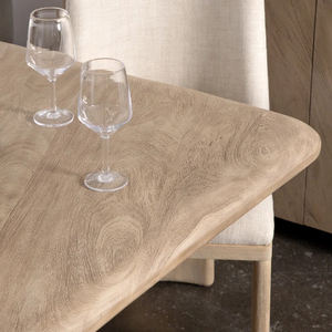 Table de cuisine et de salle à manger en bois d'acacia massif fait main, très durable et esthétique, finition grise à grain profond, très attrayante, avec un grand espace - Product Image 5