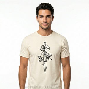 T-shirt homme noir personnalisé avec logo, motif cœur géométrique, impression métallique, coton, vêtements pour hommes, neuf - Product Image 5