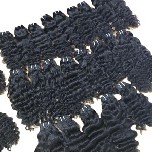 18 Inch Natural Black Raw Indian Curly Human Hair Bundle Single Drawn Soft Curly Texture Machine Weft Hair Extension Full Densit - Product Image 3