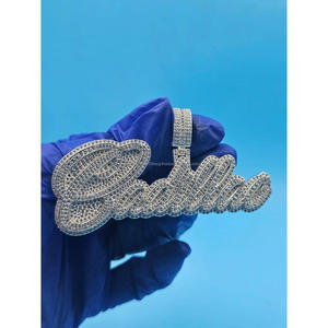 Personalized Name Pendant Moissanite Diamond <b>Iced</b> <b>Out</b> Necklace Hip Hop Bling <b>Chain</b> Custom Jewelry Gift - Product Image 1