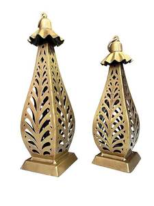 Lanterne à bougie moderne en fer doré avec design en maille tressée et poignée en corde, décoration intérieure et extérieure pour la maison, les mariages et le Ramadan - Product Image 6