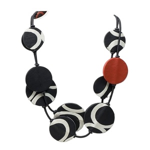 Résine ronde aspect traditionnel bois et résine perles de mode femme collier en gros bijoux de mode accessoires femmes - Product Image 2