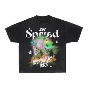 Camiseta Negra Oversize de Algodón 240GSM con Estampado Gráfico DTG Puff Print, Estilo Streetwear Personalizado, 100% Algodón, para Hombre, Corte Holgado - Product Image 1