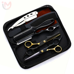 Ensemble de ciseaux de barbier en acier inoxydable noir de qualité supérieure, 8 pièces, pour la coiffure, IMANS ENTERPRISES - Product Image 1