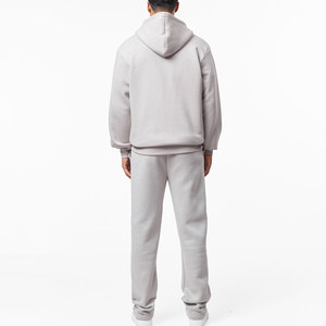 Survêtement à capuche 2 pièces pour homme, couleur unie, fermeture éclair intégrale, décontracté, avec poches latérales, coupe classique, pour l'automne - Product Image 2