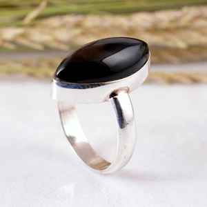 Handmade 925 Sterling <b>Silver</b> Smoky Quartz Natural Marquise Brown Gemstone Bezel Set <b>Statement</b> <b>Ring</b> Adjustable Matte Finish Boho - Product Image 4