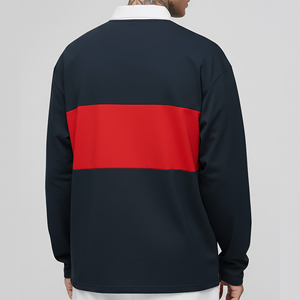 2025 New Arrived Custom Made Turn <b>Down</b> Collar Full Sleeve Ringer Polo T-shirt For Men Fashionable Lightweight Color Block Shirt - Product Image 3