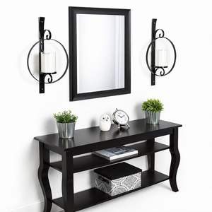 Juego de Apliques de Pared de Metal Negro Minimalista con Portavelas de Vidrio, Diseño de Cilindro Alto, Montaje Seguro, Brillo Cálido, Decoración Moderna para el Hogar - Product Image 6