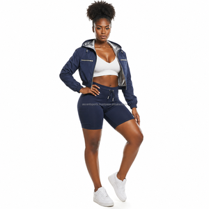 Custom Printed Logo Girls Hooded Windbreaker Set Ripstop Polyester Fabric Side <b>Zip</b> Pocket Shorts Wholesale OEM Private Wear - Product Image 5