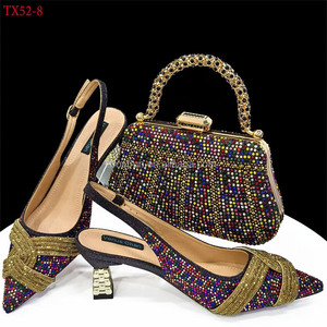 TX52 Nuova Collezione <span class=keywords><strong>Scarpe</strong></span> e Borsa Verde per Feste Set Africano 2024 <span class=keywords><strong>Scarpe</strong></span> e Borse da <span class=keywords><strong>Donna</strong></span> Africane Decorate con Strass - Product Image 2