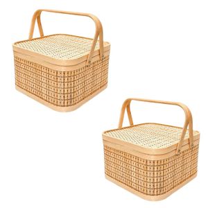 Panier-cadeau en bambou écologique PHU HAO, best-seller, avec couvercle et poignées, multifonctionnel pour bonbons, pique-nique et décoration intérieure - Product Image 1
