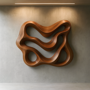 Sculpture Art Déco de Luxe Décoration Murale Meubles en Bois Organique Artisanaux pour Salon Cadeau de Pendaison de Crémaillère - Product Image 3