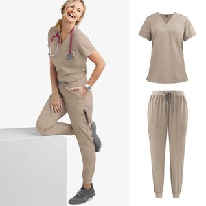 Ensemble de blouses médicales unisexes, col en V, uniforme d'infirmière, coton extensible, vêtements de travail hospitaliers, OEM ODM, multicolores, lavage à la main, certifié CE - Product Image 5