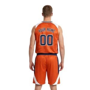 Ensemble maillot et short d'uniforme de basketball pour hommes, col en V sans manches, empiècements latéraux contrastants, col rayé, évacuation de l'humidité - Product Image 2