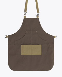Tablier en toile bleu sarcelle avec poches en cuir marron et bretelles réglables – Conception durable pour la cuisine - Product Image 3