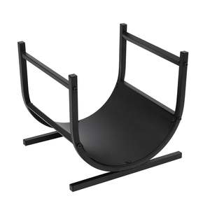 Bac à bûches en bois de chauffage décoré de défilement noir de 17 pouces petit stockage intérieur/extérieur pour usage décoratif extérieur - Product Image 2