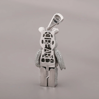Pendentif Ours Animalier Adorable Plaqué Rhodium Micro-Pavé Diamant, Bijou Thème, Accessoire de Mode Unisexe