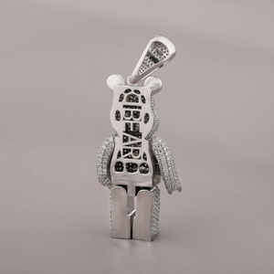 <b>Cute</b> Animal <b>Bear</b> Pendant Rhodium Plated Micro Pave Diamond Charm Themed Jewelry Unisex Fashion Accessory - Product Image 2