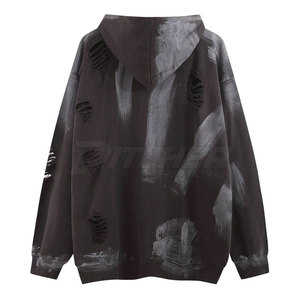 High Quality Casual Distressed <b>Hoodie</b> For Men Streetwear With Modern Washed Look Men Fashion Wear - Product Image 2