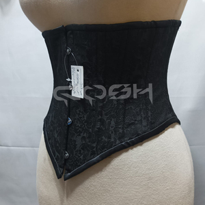 Corset sous-poitrine sur mesure OEM pour femme avec baleines en acier – Corsets de maintien de taille en brocart noir de haute qualité, grandes tailles - Product Image 4