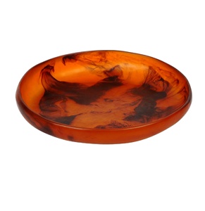 Bol et plat de service décoratifs en résine écologique de couleur marron, article unique, fabriqué en Inde - Product Image 1