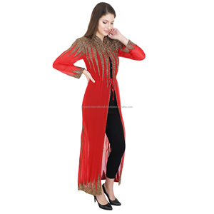 Robe caftan moderne pour filles Dubaï Abaya en soie élégante avec perles faites à la main Longue tenue de fête pour l'été Vente en gros - Product Image 1