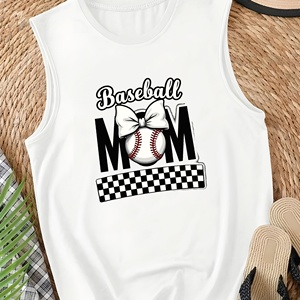 Chaleco casual de mujer con diseño de lazo de mamá de béisbol - Product Image 1